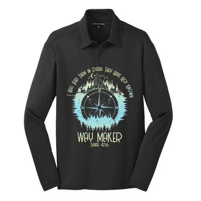 Spiritual Way Maker Bible Verse Christian Faith Way Maker Silk Touch Performance Long Sleeve Polo