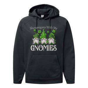 Shenanigans With My Gnomies St Patrick's Day Gnome Shamrock Performance Fleece Hoodie