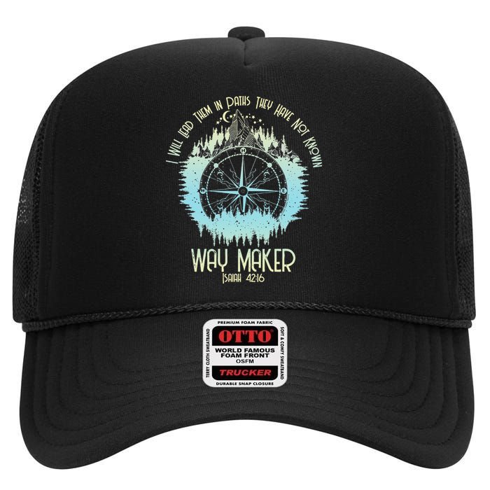 Spiritual Way Maker Bible Verse Christian Faith Way Maker High Crown Mesh Back Trucker Hat