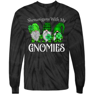 Shenanigans With My Gnomies St Patrick's Day Gnome Shamrock Tie-Dye Long Sleeve Shirt