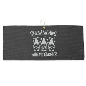 Shenanigans With My Gnomies Cute Bar Crawl St Patricks Day Large Microfiber Waffle Golf Towel