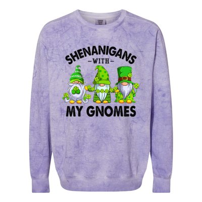 Shenanigans With My Gnomes Funny St Patrick's Day Crew Colorblast Crewneck Sweatshirt