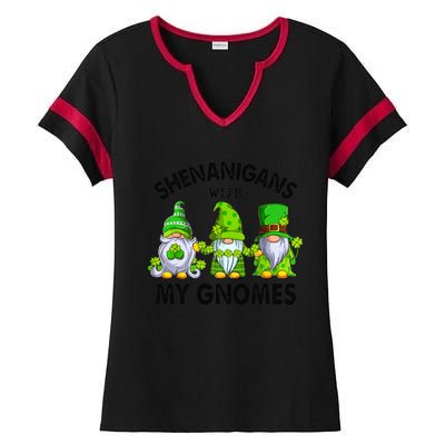 Shenanigans With My Gnomes Funny St Patrick's Day Crew Ladies Halftime Notch Neck Tee