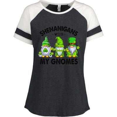 Shenanigans With My Gnomes Funny St Patrick's Day Crew Enza Ladies Jersey Colorblock Tee