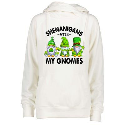 Shenanigans With My Gnomes Funny St Patrick's Day Crew Womens Funnel Neck Pullover Hood