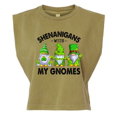 Shenanigans With My Gnomes Funny St Patrick's Day Crew Garment-Dyed Women's Muscle Tee