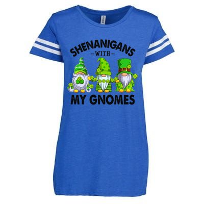 Shenanigans With My Gnomes Funny St Patrick's Day Crew Enza Ladies Jersey Football T-Shirt