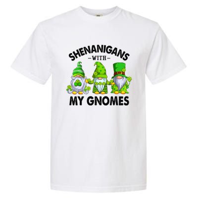 Shenanigans With My Gnomes Funny St Patrick's Day Crew Garment-Dyed Heavyweight T-Shirt