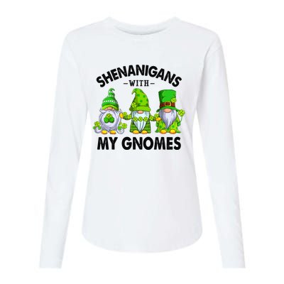 Shenanigans With My Gnomes Funny St Patrick's Day Crew Womens Cotton Relaxed Long Sleeve T-Shirt