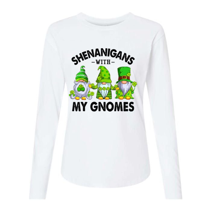 Shenanigans With My Gnomes Funny St Patrick's Day Crew Womens Cotton Relaxed Long Sleeve T-Shirt