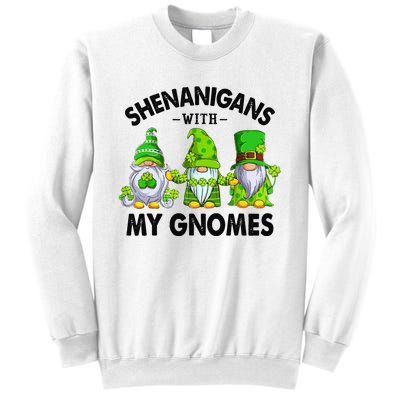 Shenanigans With My Gnomes Funny St Patrick's Day Crew Sweatshirt