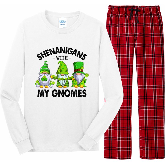 Shenanigans With My Gnomes Funny St Patrick's Day Crew Long Sleeve Pajama Set