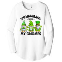 Shenanigans With My Gnomes Funny St Patrick's Day Crew Women's Perfect Tri Tunic Long Sleeve Shirt