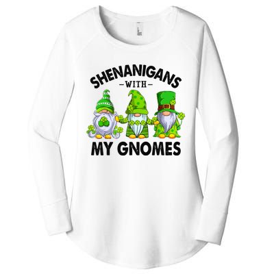 Shenanigans With My Gnomes Funny St Patrick's Day Crew Women's Perfect Tri Tunic Long Sleeve Shirt