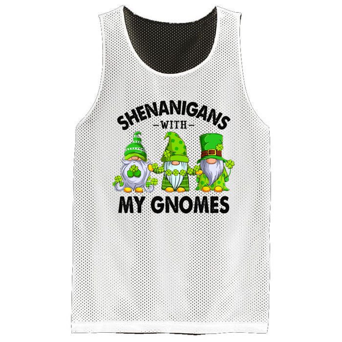 Shenanigans With My Gnomes Funny St Patrick's Day Crew Mesh Reversible Basketball Jersey Tank