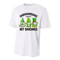 Shenanigans With My Gnomes Funny St Patrick's Day Crew Performance Sprint T-Shirt