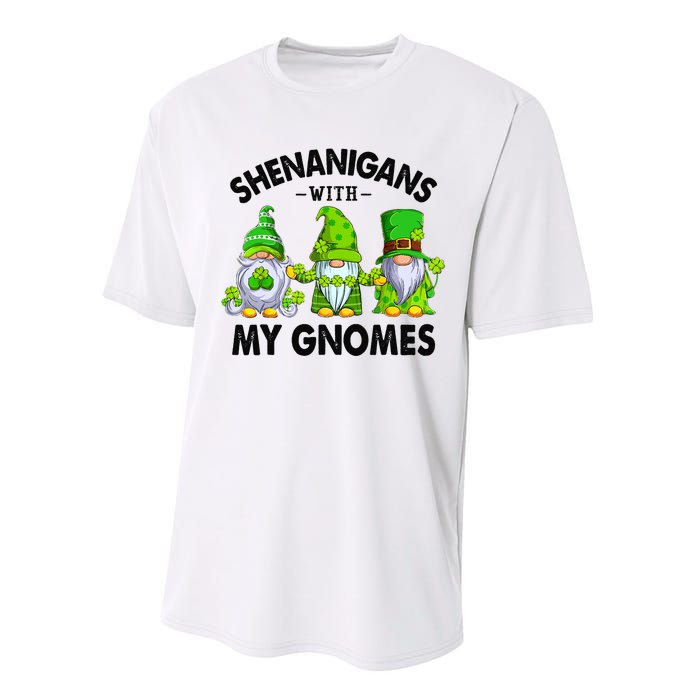 Shenanigans With My Gnomes Funny St Patrick's Day Crew Performance Sprint T-Shirt