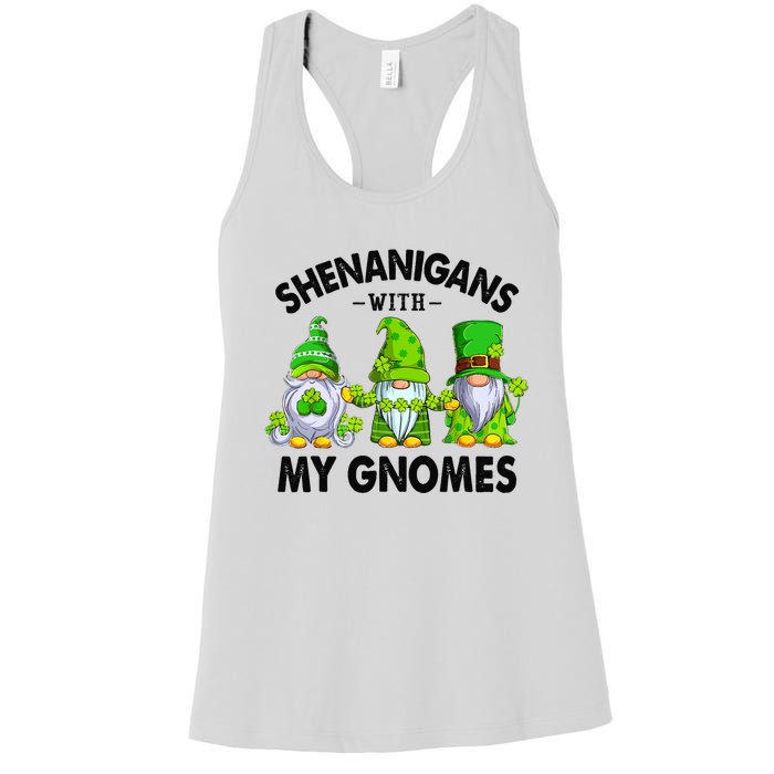 Shenanigans With My Gnomes Funny St Patrick's Day Crew Women's Racerback Tank