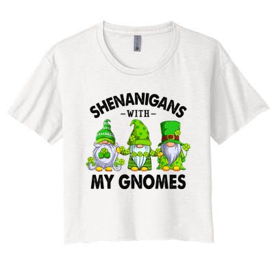 Shenanigans With My Gnomes Funny St Patrick's Day Crew Women's Crop Top Tee