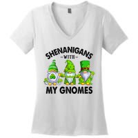 Shenanigans With My Gnomes Funny St Patrick's Day Crew Women's V-Neck T-Shirt