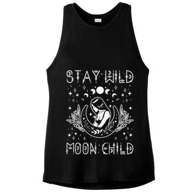 Stay Wild Moon Child Celestial Wiccan Witchy Boho Vibes Ladies PosiCharge Tri-Blend Wicking Tank