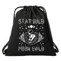 Stay Wild Moon Child Celestial Wiccan Witchy Boho Vibes Drawstring Bag