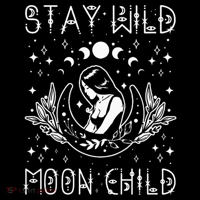 Stay Wild Moon Child Celestial Wiccan Witchy Boho Vibes Drawstring Bag