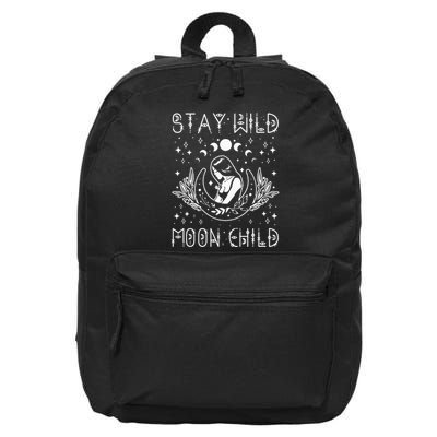 Stay Wild Moon Child Celestial Wiccan Witchy Boho Vibes 16 in Basic Backpack