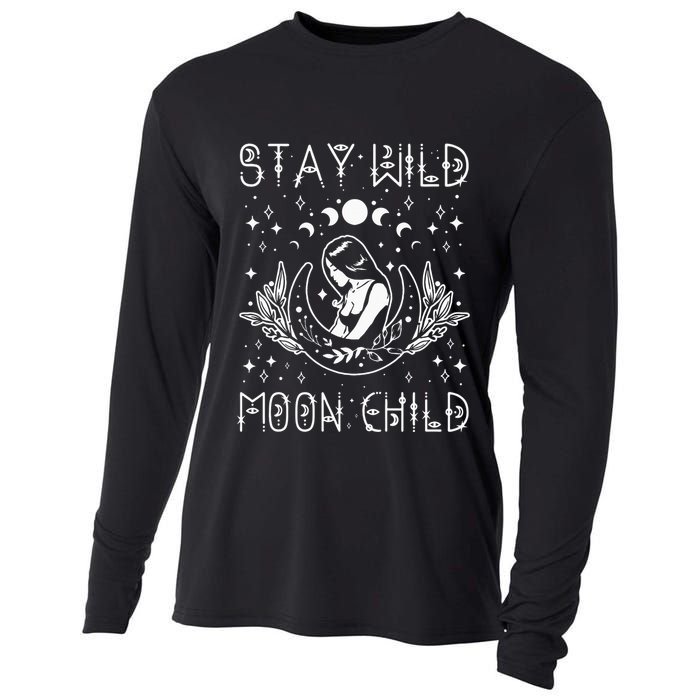 Stay Wild Moon Child Celestial Wiccan Witchy Boho Vibes Cooling Performance Long Sleeve Crew