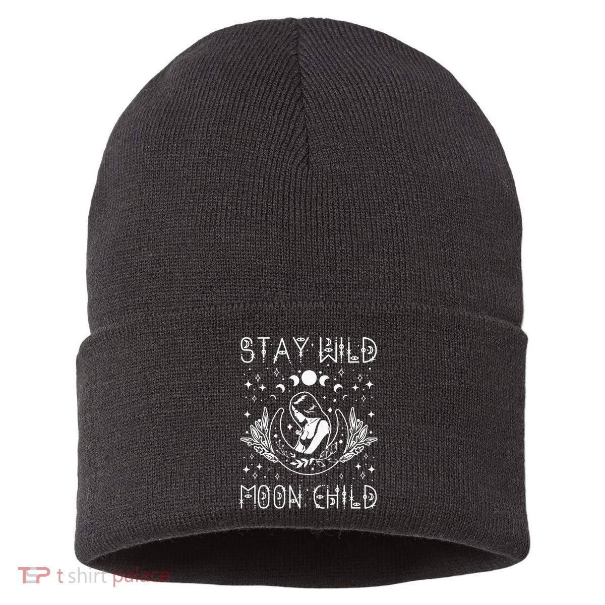 Stay Wild Moon Child Celestial Wiccan Witchy Boho Vibes Sustainable Knit Beanie