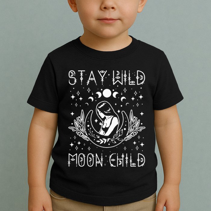 Stay Wild Moon Child Celestial Wiccan Witchy Boho Vibes Toddler T-Shirt