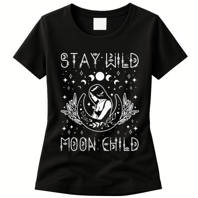 Stay Wild Moon Child Celestial Wiccan Witchy Boho Vibes Womens T-Shirt