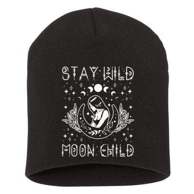 Stay Wild Moon Child Celestial Wiccan Witchy Boho Vibes Short Acrylic Beanie