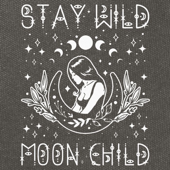 Stay Wild Moon Child Celestial Wiccan Witchy Boho Vibes Cotton Canvas Backpack