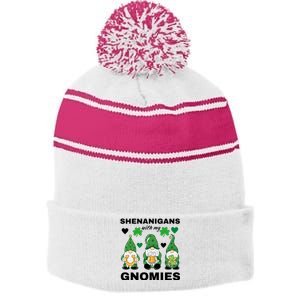 Shenanigans With My Gnomies St.Patrick Day Cute Gift Stripe Pom Pom Beanie