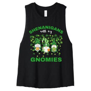 Shenanigans With My Gnomies St.Patrick Day Cute Gift Women's Racerback Cropped Tank