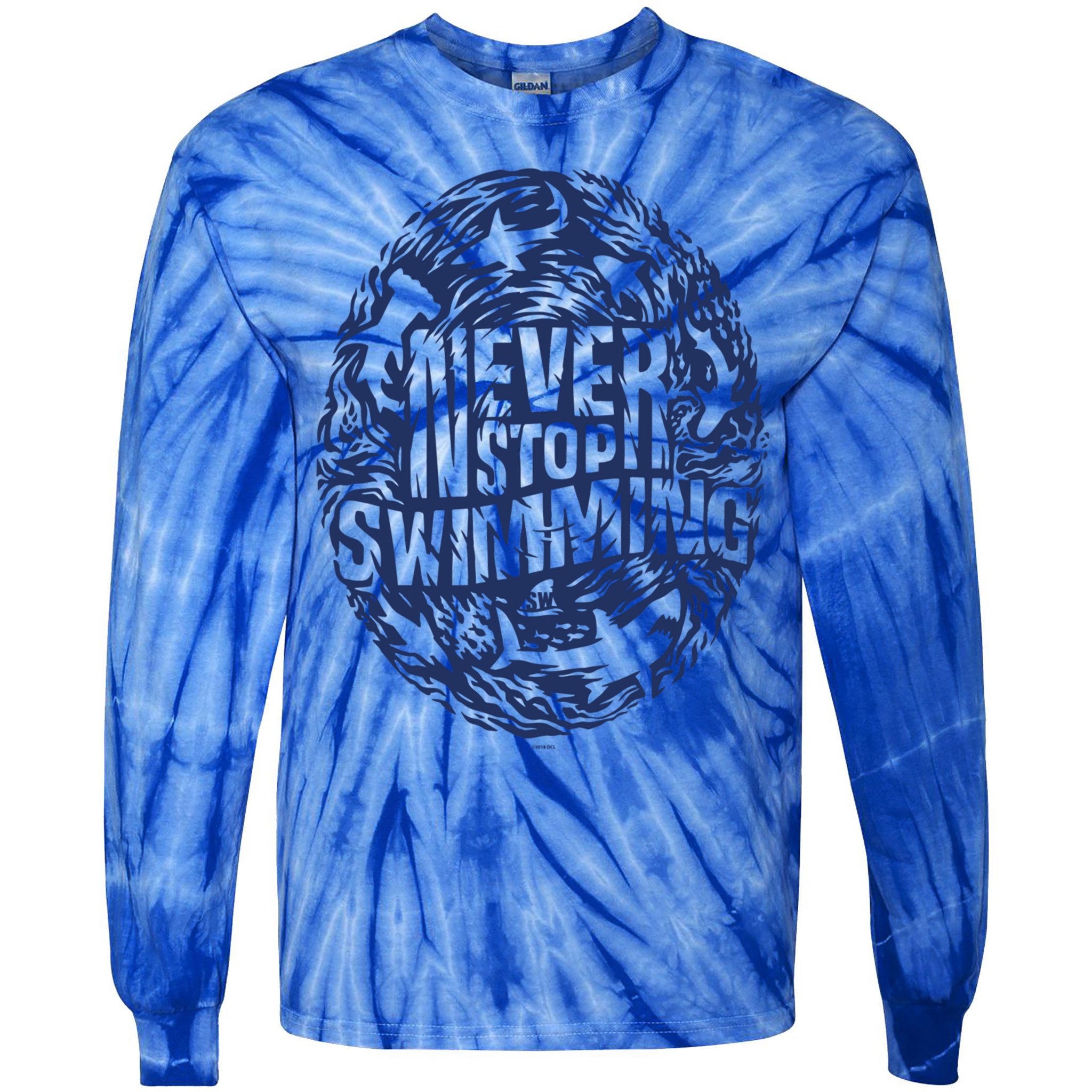 Shark Week: Never Stop Swimming Gift Tie-Dye Long Sleeve Shirt