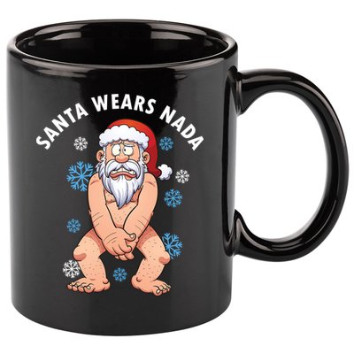 Santa Wears Nada Funny Christmas 11oz C Handle Ceramic Mug