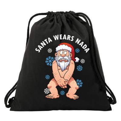 Santa Wears Nada Funny Christmas Drawstring Bag