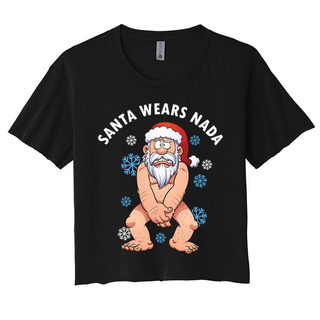 Santa Wears Nada Funny Christmas Crop Top