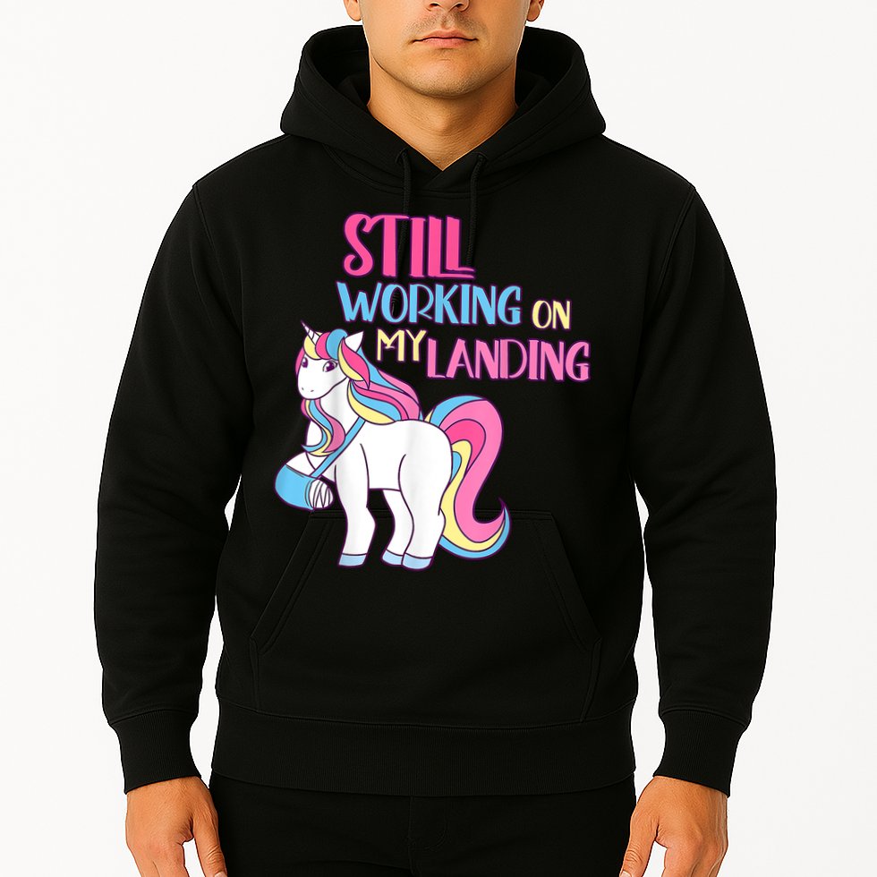 Still Working On My Landing Injury Broken Arm Cute Unicorn Hoodie