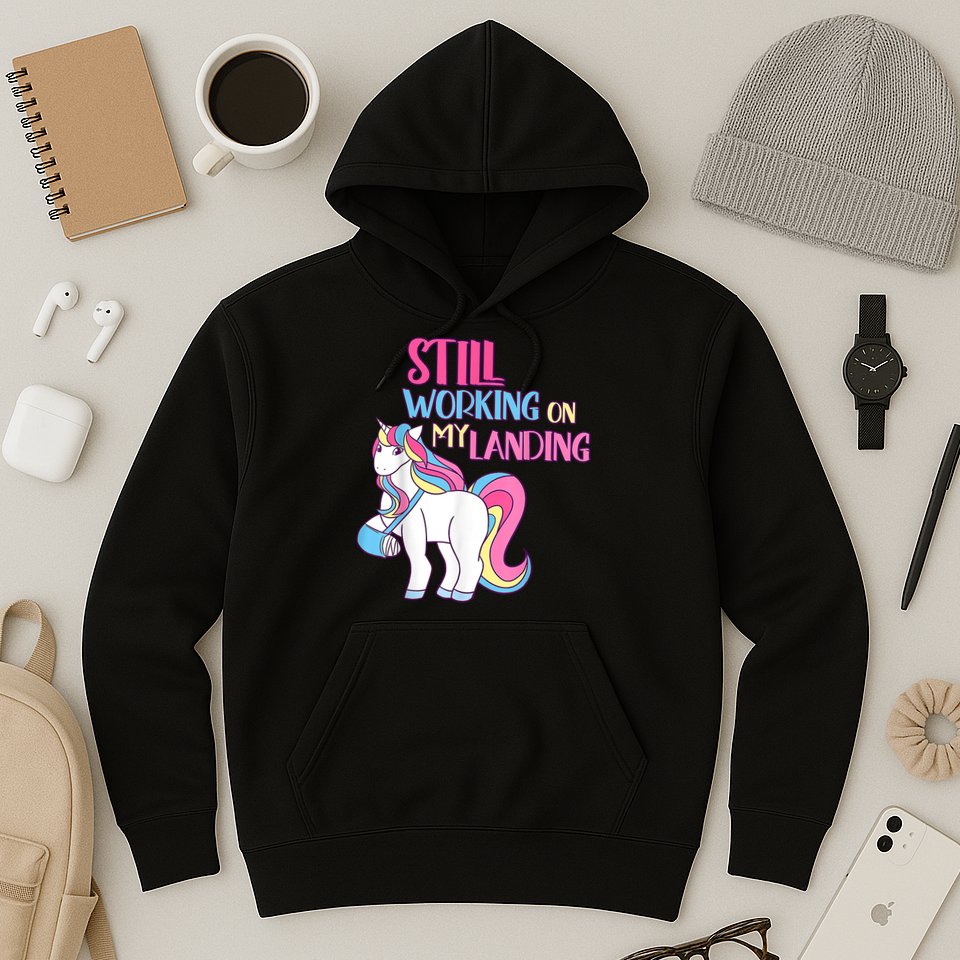 Still Working On My Landing Injury Broken Arm Cute Unicorn Hoodie