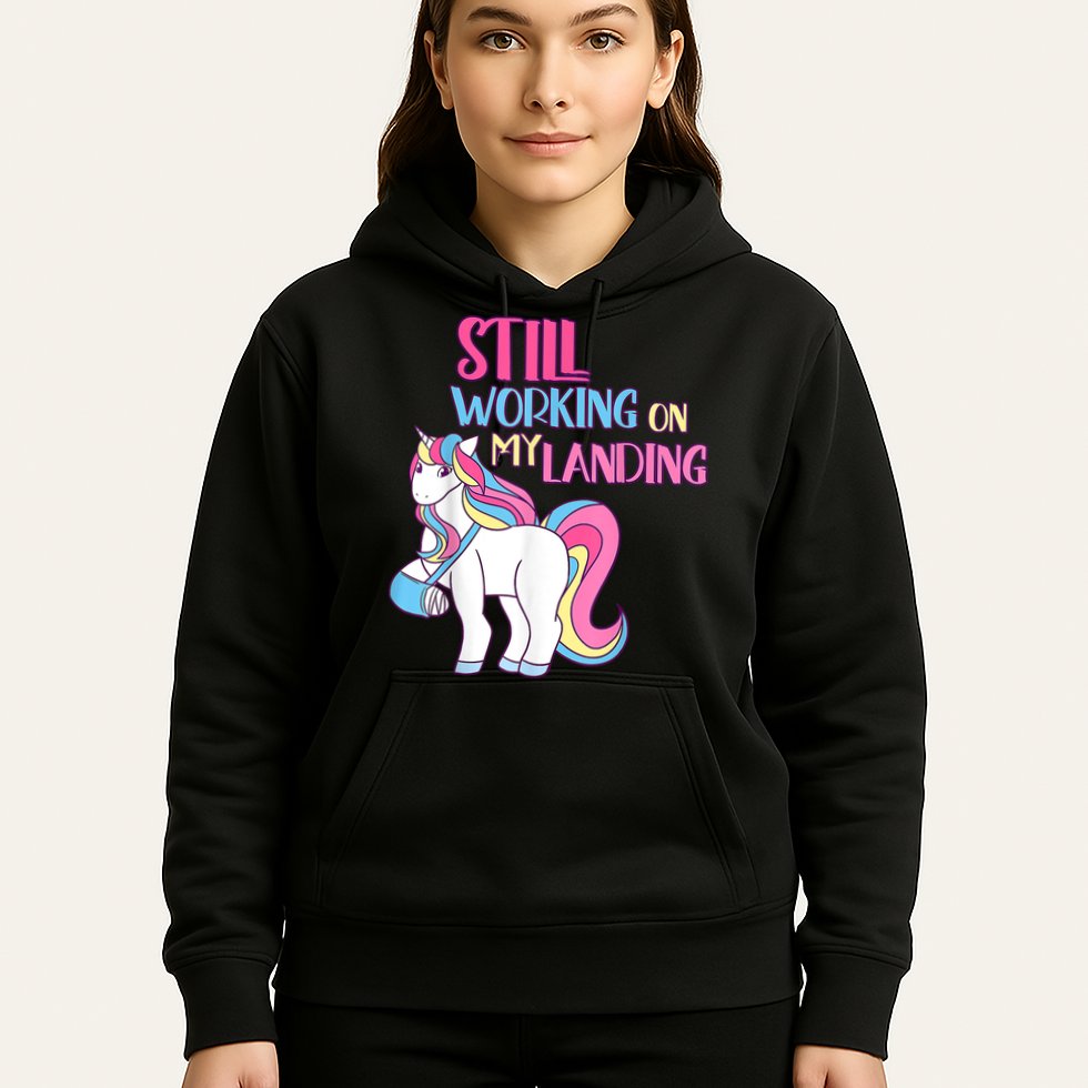 Still Working On My Landing Injury Broken Arm Cute Unicorn Hoodie