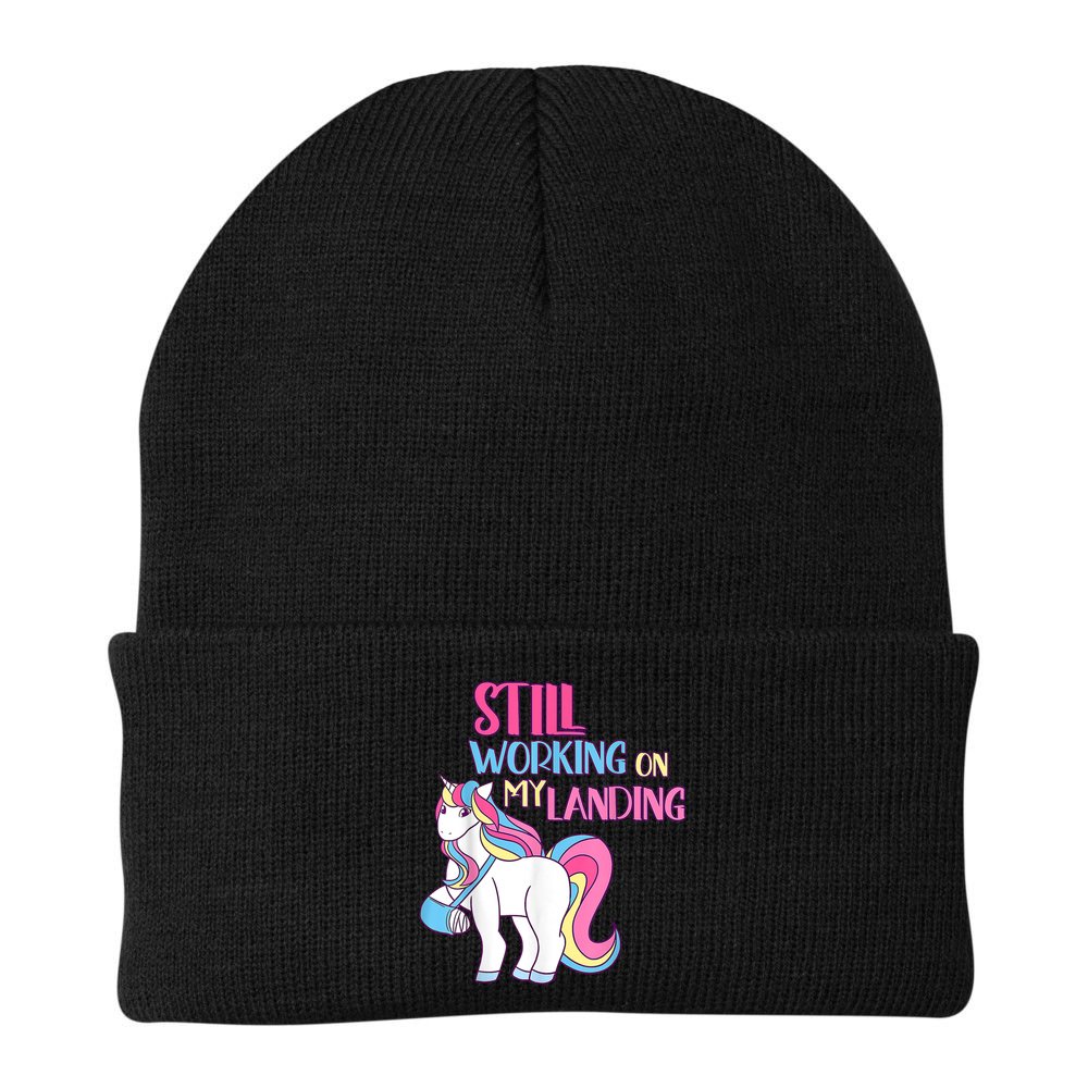 Still Working On My Landing Injury Broken Arm Cute Unicorn Beanie