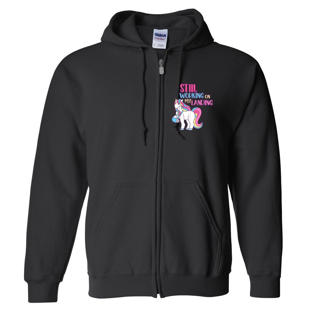 Still Working On My Landing Injury Broken Arm Cute Unicorn Full Zip Hoodie