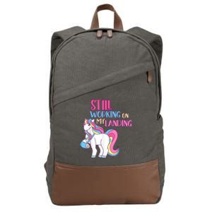 Still Working On My Landing Injury Broken Arm Cute Unicorn Cotton Canvas Backpack