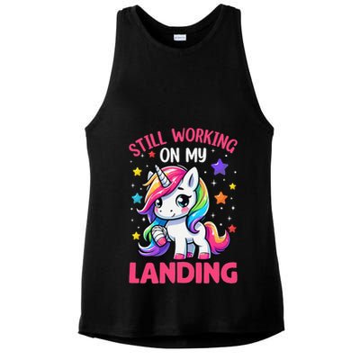Still Working On My Landing Injury Broken Arm Cute Unicorn Ladies PosiCharge Tri-Blend Wicking Tank