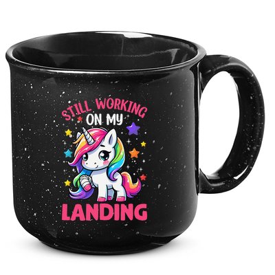 Still Working On My Landing Injury Broken Arm Cute Unicorn 15oz Campfire Ceramic Mug