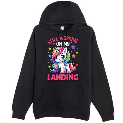 Still Working On My Landing Injury Broken Arm Cute Unicorn Premium Pullover Hoodie