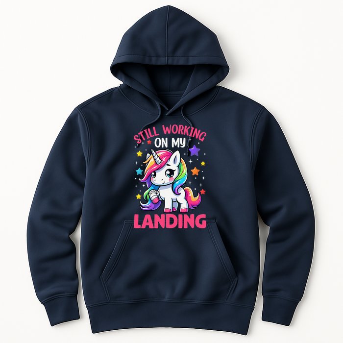 Still Working On My Landing Injury Broken Arm Cute Unicorn Hoodie
